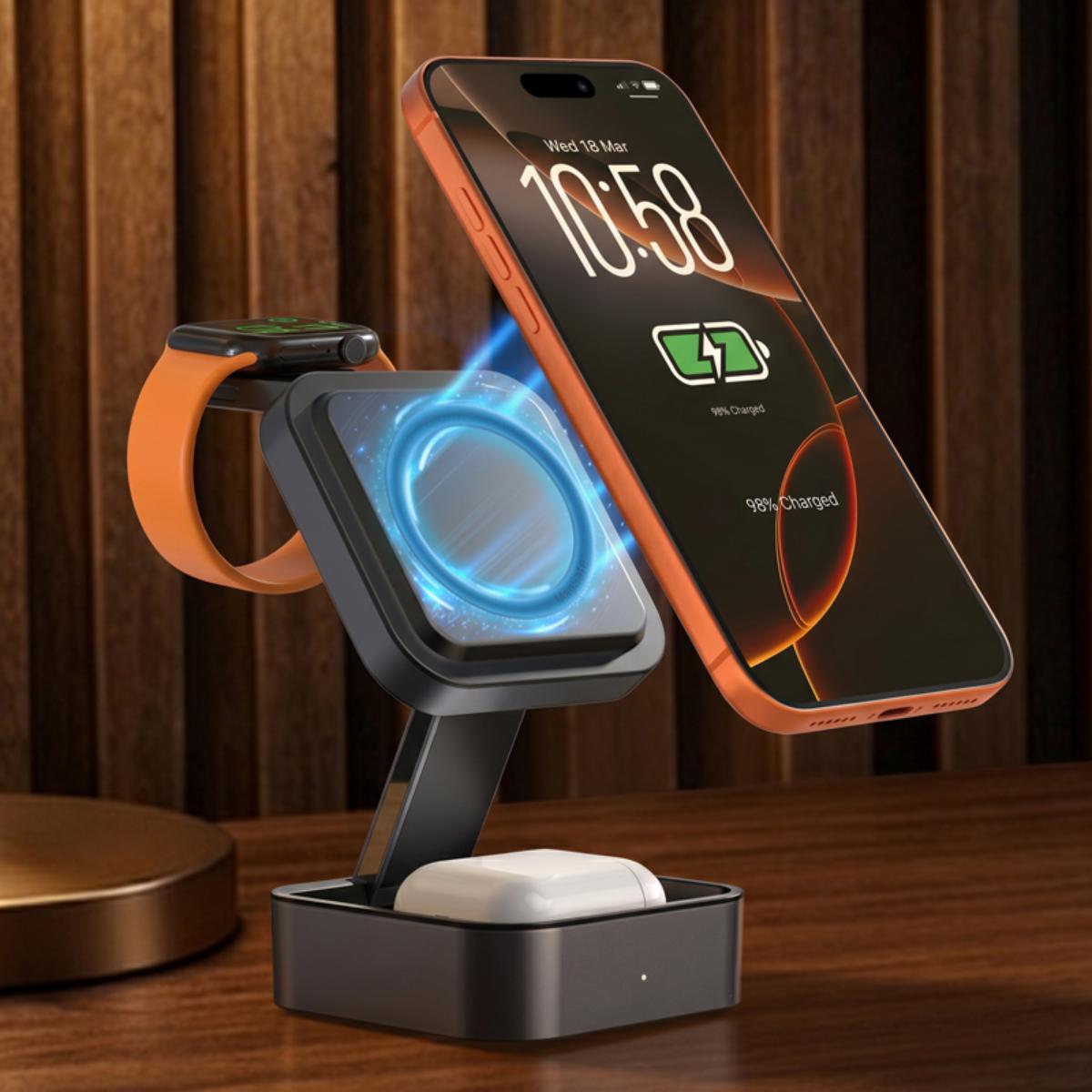 15W Watergate 3 in 1 Magnetic Wireless Charging Station - Image 13