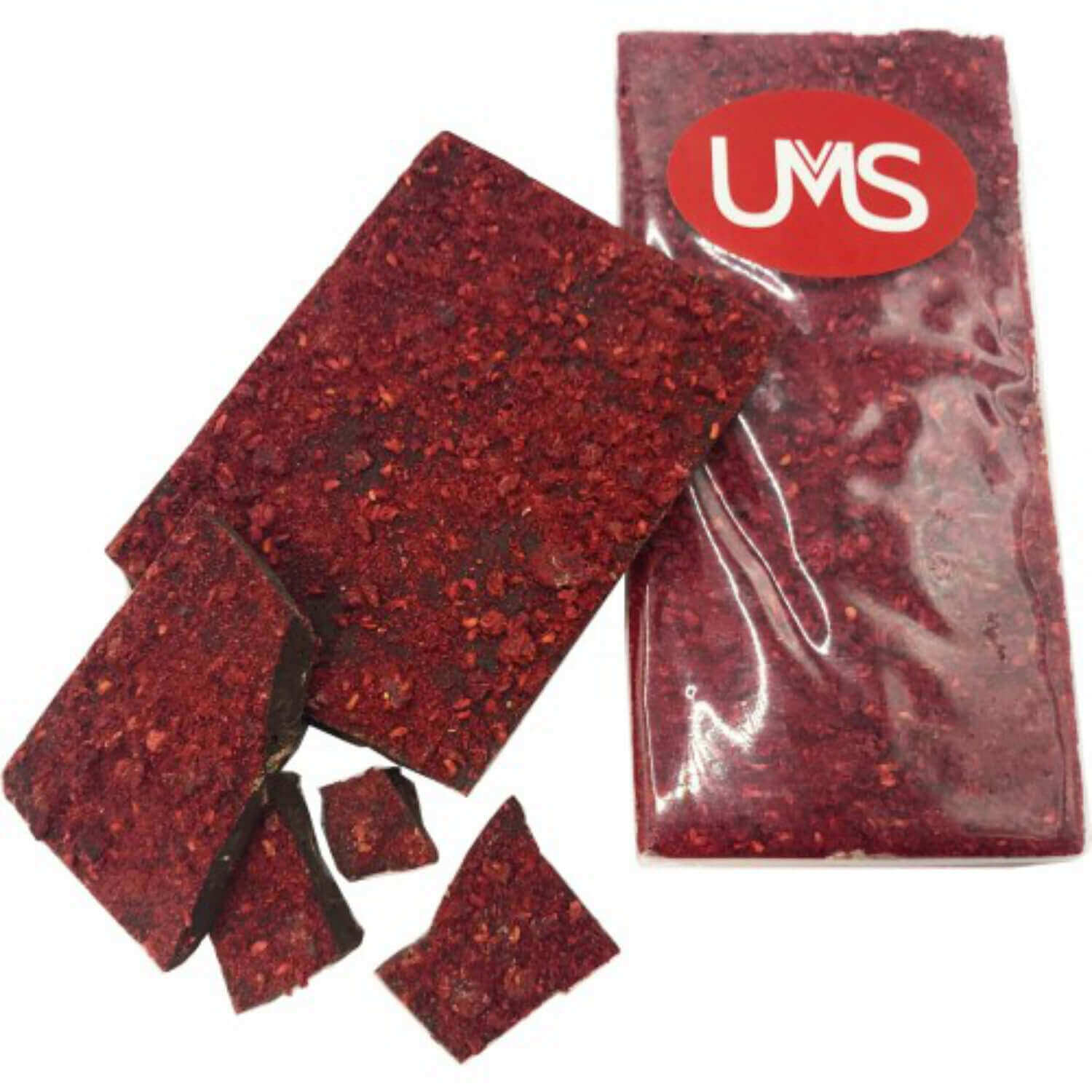 100g Premium Chocolate Block with Freeze Dried Raspberries